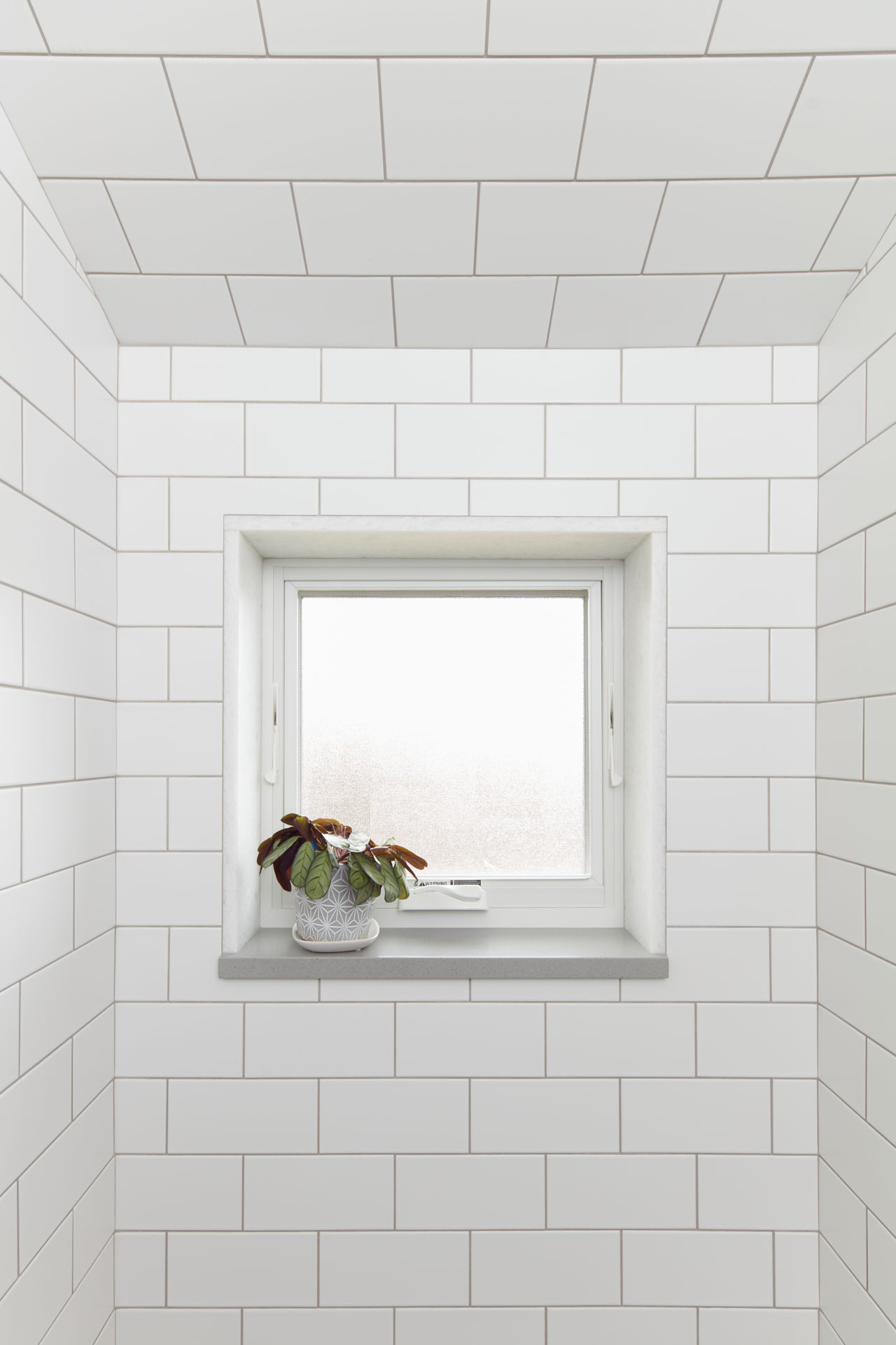 Subway Tile and Window In Seattle Shower Wall of subway tile with window